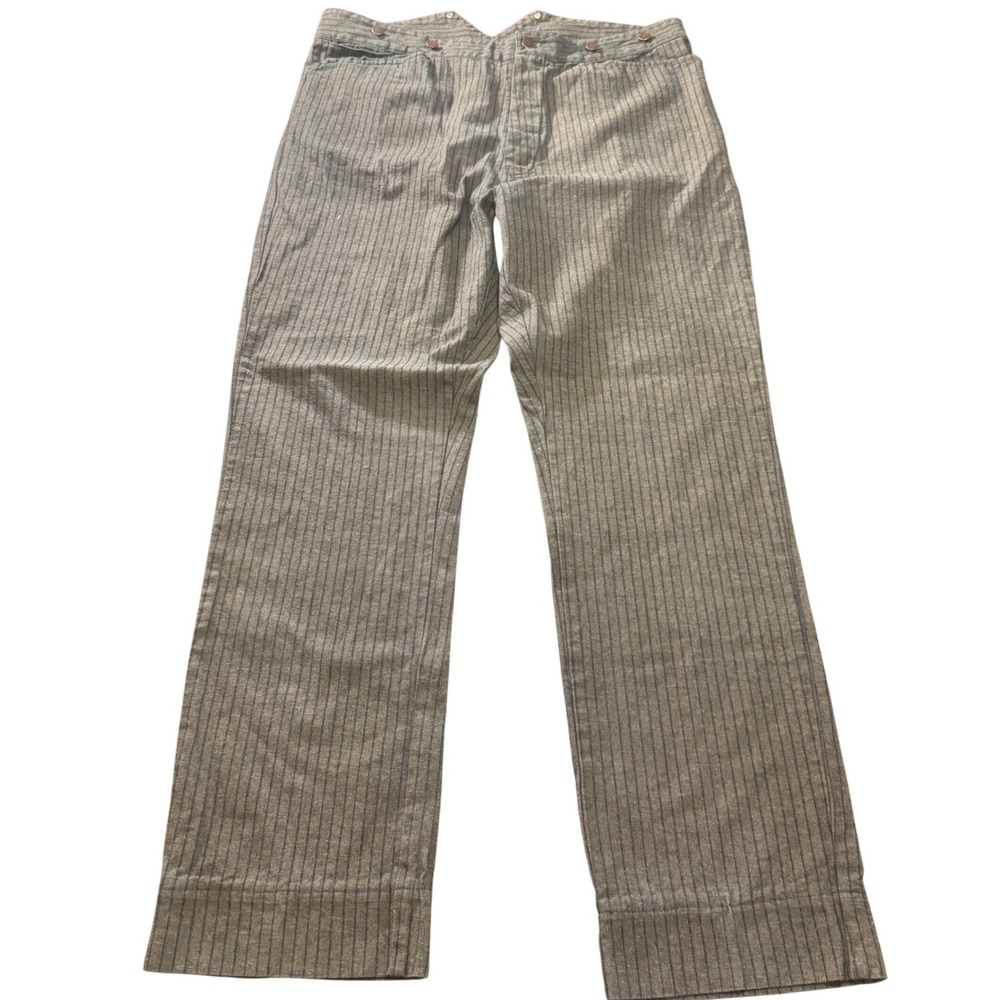 Frontier Classics Mens Gray Blue Striped High Waist Western Trousers Size 40